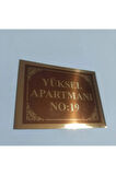 Apartman Kapı İsimliği Aynalı Gold Levhaya Kahverengi zeminli 19x26cm ölçüsünde