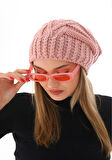Wearflawless Kadın Pembe Kalın Örgü Ponponlu Bere