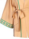 Taba Çiçek Nakışlı Kimono