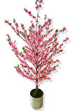 KİRAZ ÇİÇEK PEMBE BAHAR DALI YEŞİL DETAYLI 180 CM 25X25 GALVANİZ SAKSI