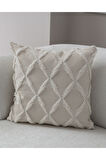 Swita Home Tekli Dekoratif Puantiye Keten Kumaşlı Kırlent Kılıfı 43x43 Krem