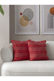 Swita Home İkili Dekoratif Puantiye Keten Kumaşlı Kırlent Kılıfı 43x43 Pembe