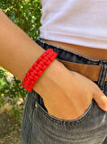 PARACORD BİLEKLİK KIRMIZI KOBRA MODELİ