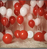 100 ADET KIRMIZI-BEYAZ BALON SETİ VE BALON BALON ZİNCİRİ