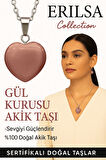 Sertifikalı Kalp Model Gül Kurusu Akik Taşı Kolye – Duygusal Huzur ve İçsel Güç Kaynağı
