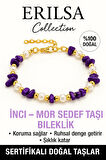 Sertifikalı İnci ve Mor Sedef Taşı Bileklik – Koruma ve Ruhsal Denge