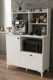 Papi-co Coffee Time 90 cm Mutfak Dolabı Beyaz Çok Amaçlı Kahve Köşesi ve Mikrodalga Standı
