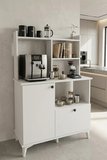 Papi-co Coffee Time 90 cm Mutfak Dolabı Beyaz Çok Amaçlı Kahve Köşesi ve Mikrodalga Standı