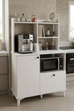 Papi-co Coffee Time 90 cm Mutfak Dolabı Beyaz Çok Amaçlı Kahve Köşesi ve Mikrodalga Standı