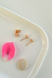 Bombeli Mini Küpe Kalpli Küpe Rose Gold Renk