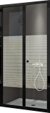 Durul Duşakabin Ön Cephe Katlanır Akordion Kapı Siyah Çizgili - 105 cm