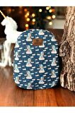 Unicorn Bulutları Desen Orta Boy Kreş Çantası