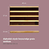 KAF Ahşap Kesme Tahtası Dişbudak Siyah-Beyaz (Edge Grain) Medium