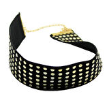 Gold Pullu Siyah Choker Kolye