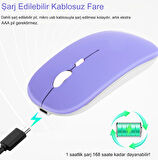 Fare ve Klavye, USB Şarjlı Güçlü Uyumluluk Ultra İnce Ergonomik Tasarım Tablet için PC için (Mor)