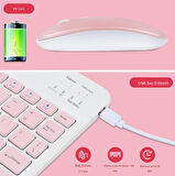 QASUL Tüm Cihazlara Uyumlu Akıllı Taşınabilir Şarj Edilebilir Kablosuz Bluetooth Klavye ve Mouse Seti PEMBE