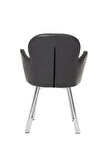 KROM METAL AYAKLI SALON/MUTFAK SANDALYESİ KOLLUKELEBEK (DERİ)