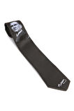 Atatürk ve İmza Desenli Dokuma Siyah Kravat - AK-03