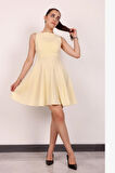 Kadın Sarı Kolsuz Mini Elbise