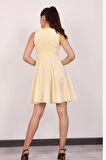 Kadın Sarı Kolsuz Mini Elbise