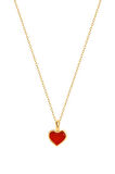 Kırmızı Mineli Kalp Altın Kolye