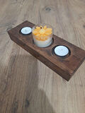 KaleTreewood Tealight Mumluk Dekoratif Mumluk Ceviz Renk 3 Katlı 