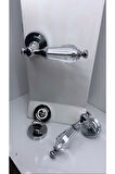 Topkapı Kristal Krom Rozetli Wc Kapı Kolu