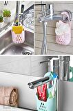 Pratik Silikon Lavabo Düzenleyici Organizer Diş Fırça Sabun Vb. Lavabo Batarya Musluk Askılı