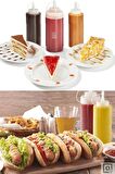 Lüx Chef Şişesi Kapaklı Salata Sosu (4 ADET) Zeytinyağı Ketçap Mayonez Sıkma Sosluk7 700ML