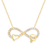 Altın Tektaş Ve Kalp Detaylı Sonsuzluk Kolye (KLY0011)