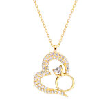 Altın Tektaş Detaylı Kalp Kolye (KLY0013)