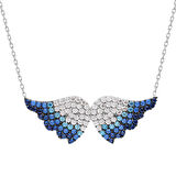 Mavi Taşlı Melek Kanadı Altın Kolye (KLY0018)