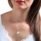 Altın T Harfi Sedef Taşlı Kolye (KLY0080)