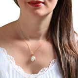 Altın P Harfi Sedef Taşlı Kolye (KLY0083)