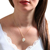 Altın C Harfi Sedef Taşlı Kolye (KLY0100)