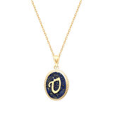Altın Ü Harfi Lapis Kolye (KLY0106)