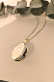 Oval İşlemesiz Altın Madalyon Kolye (KLY0196)