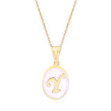 Sedef Altın Harf Oval Kolye (Tüm Harfler) (KLY0199)