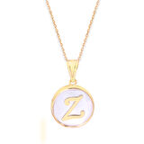 Sedef Altın Yuvarlak Harf Kolye (Tüm Harfler) (KLY0219)