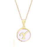 Sedef Altın Yuvarlak Harf Kolye (Tüm Harfler) (KLY0219)