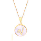 Sedef Altın Yuvarlak Harf Kolye (Tüm Harfler) (KLY0219)