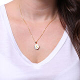 Sedef Altın Yuvarlak Harf Kolye (Tüm Harfler) (KLY0219)