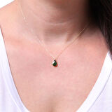 Zirkon Zümrüt Taşlı Altın Minimal Kolye (KLY0233)