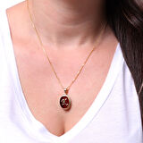 Akik Taşlı Altın Harf Kolye (Tüm Harfler) (KLY0246)