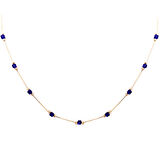 Lacivert Küp Taşlı Altın Spor Kolye (KLY0252)