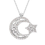 Altın Taşlı Ay Yıldızlı Kolye (KLY0283)