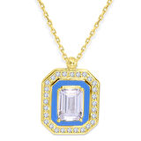 Mavi Mine Detaylı Altın Baget Kolye (KLY0308)