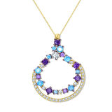 Taş Kombinasyonlu Altın Çember Kolye (KLY0345)