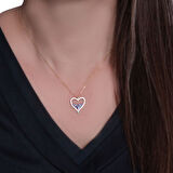 Altın  Taş Detaylı Kalp Kolye (KLY0348)