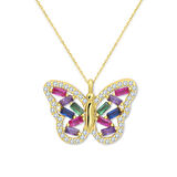 Baget Taşlı Altın Kelebek Kolye (KLY0353)